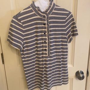 Sporty prep from Tory Burch in this ruffle collar blouse size medium